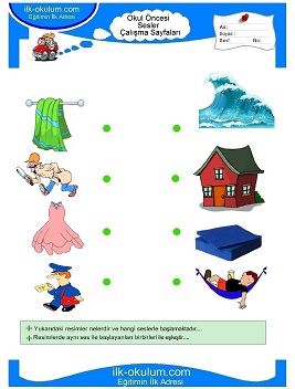 Çocuklar İçin Ses Eşleştirme Çalışma Sayfaları 